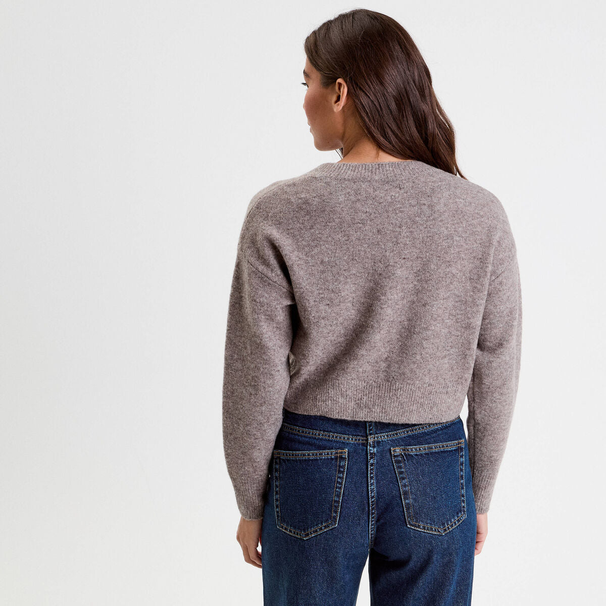 Gilet court noué taupe femme