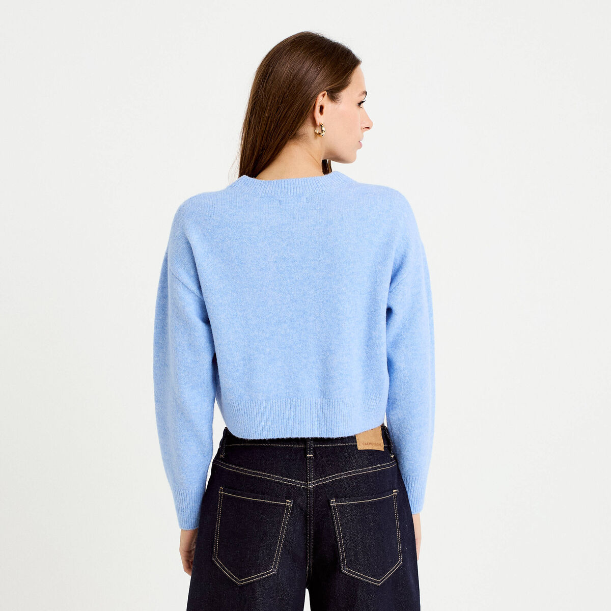 Gilet court noué bleu ciel femme