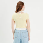 T-shirt 2-en-1 jaune pastel femme