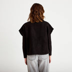 Gilet polaire manches courtes noir femme