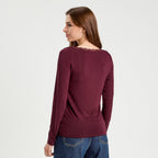 T-shirt manches longues violet foncé femme