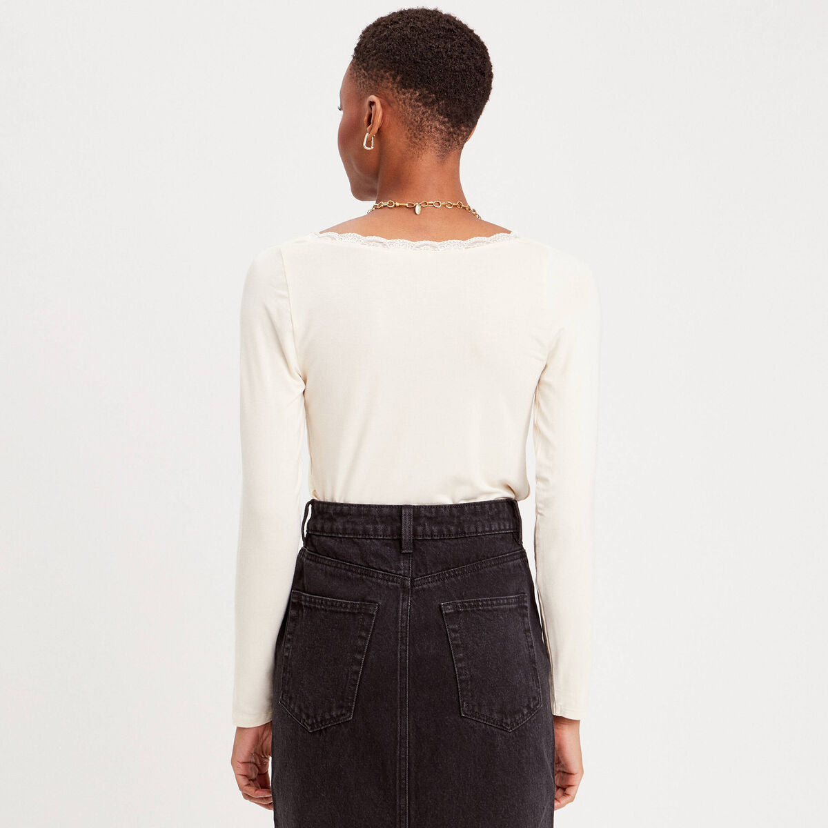 T-shirt manches longues ecru femme
