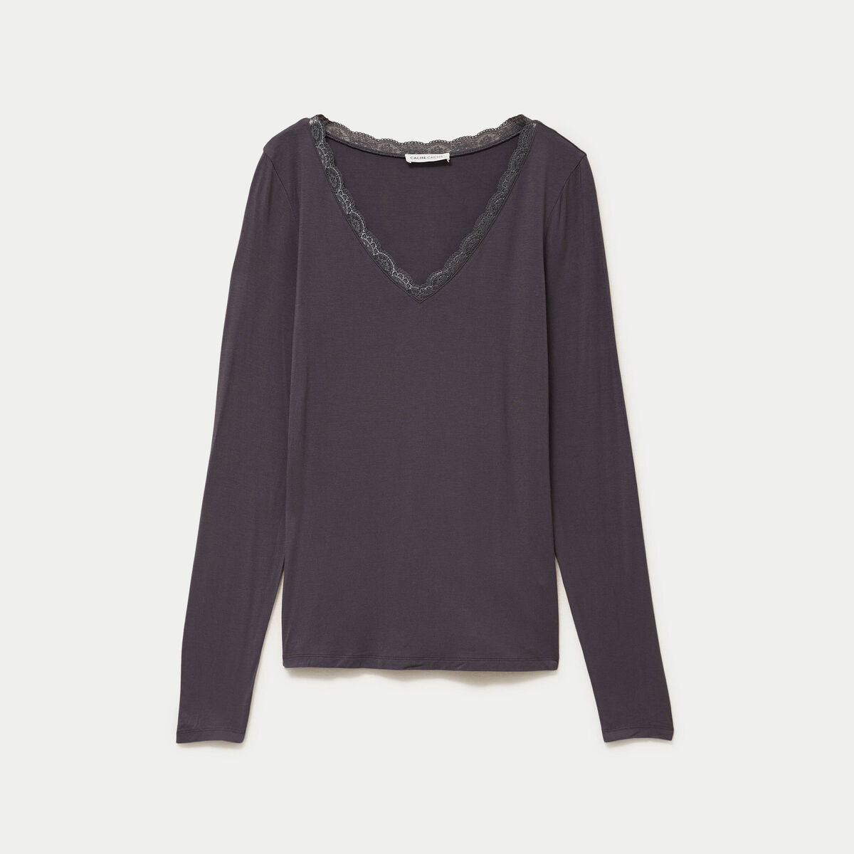 T-shirt manches longues gris foncé femme