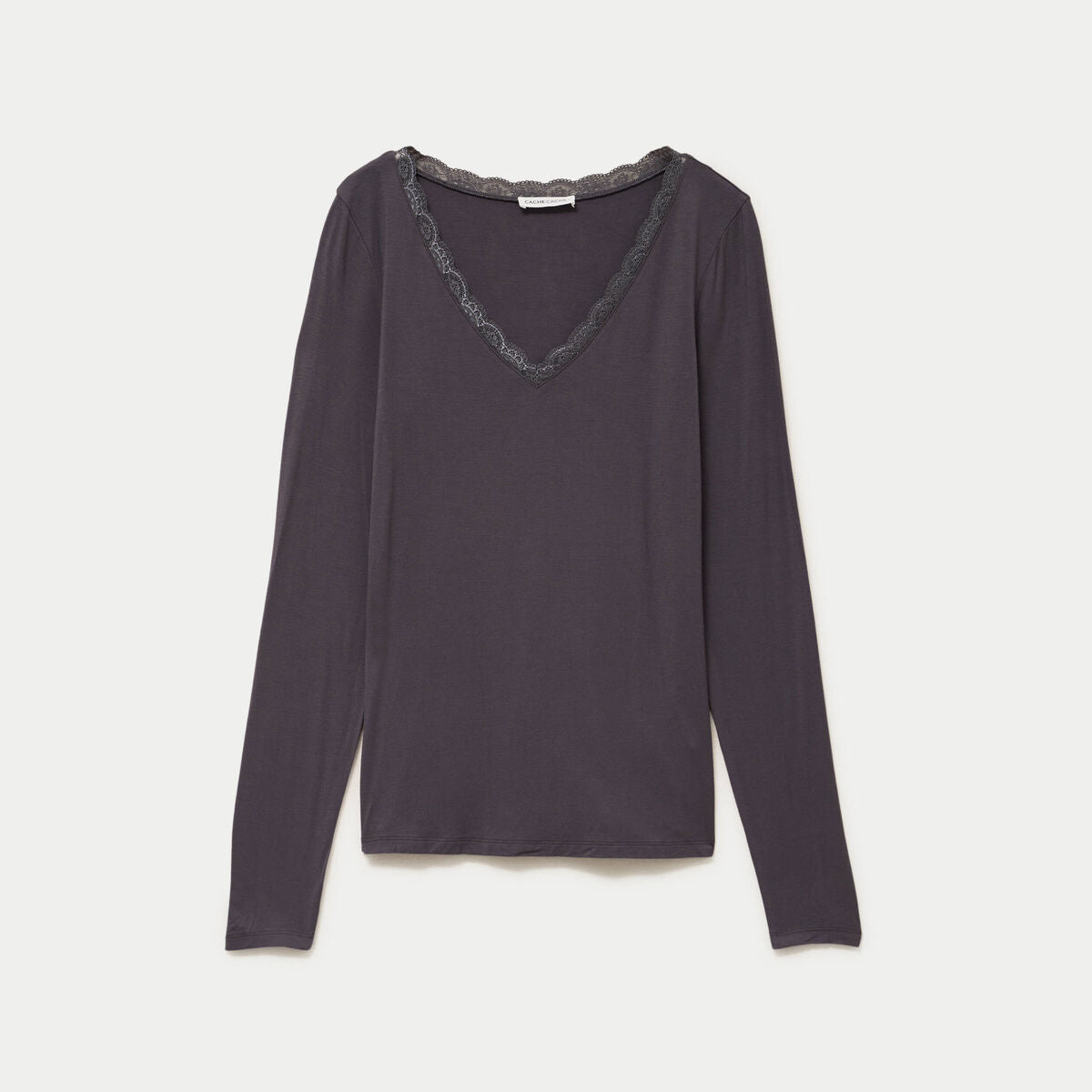 T-shirt manches longues gris foncé femme