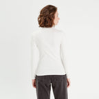 T-shirt manches longues côtelé ecru femme
