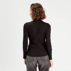 T-shirt manches longues côtelé noir femme