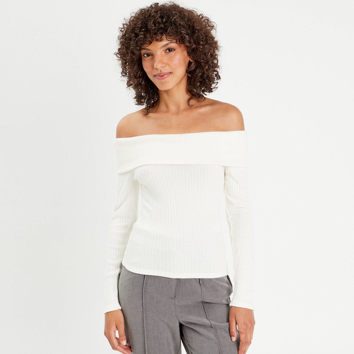 T-shirt manches longues ecru femme