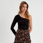 T-shirt asymétrique noir femme