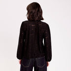Blouse col lavallière noir femme