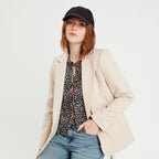 Veste blazer boutonnée beige femme