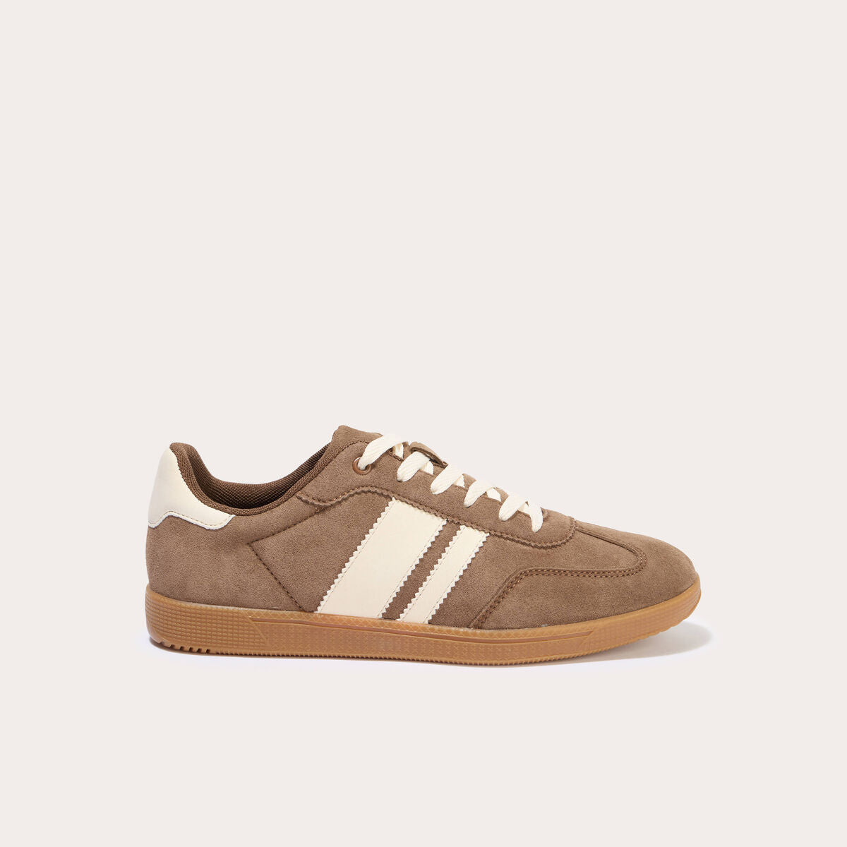 Baskets basses à lacets beige femme