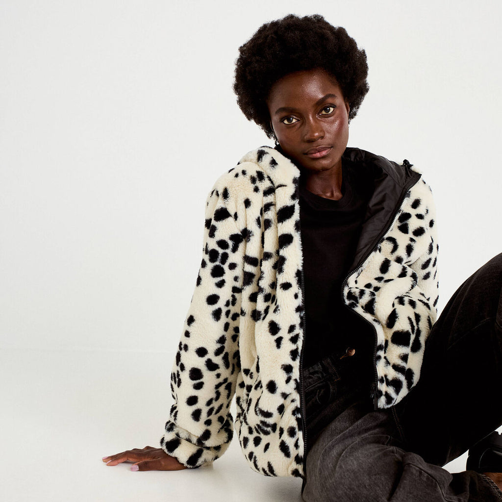 Parka réversible à capuche blanc femme