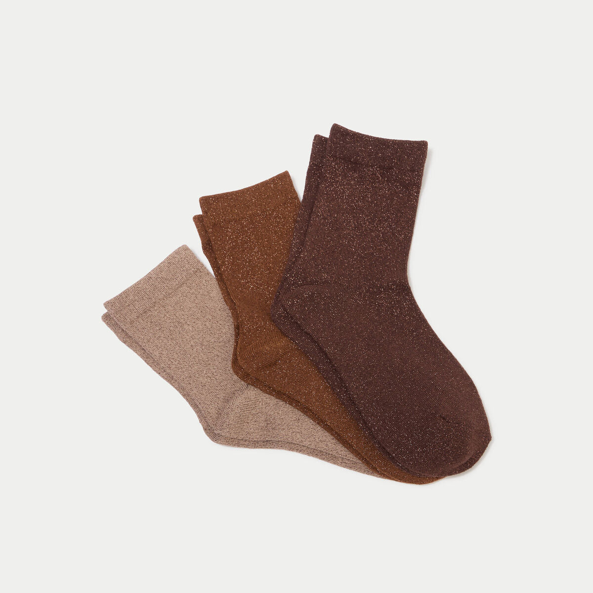 Lot de 3 paires de chaussettes marron foncé femme
