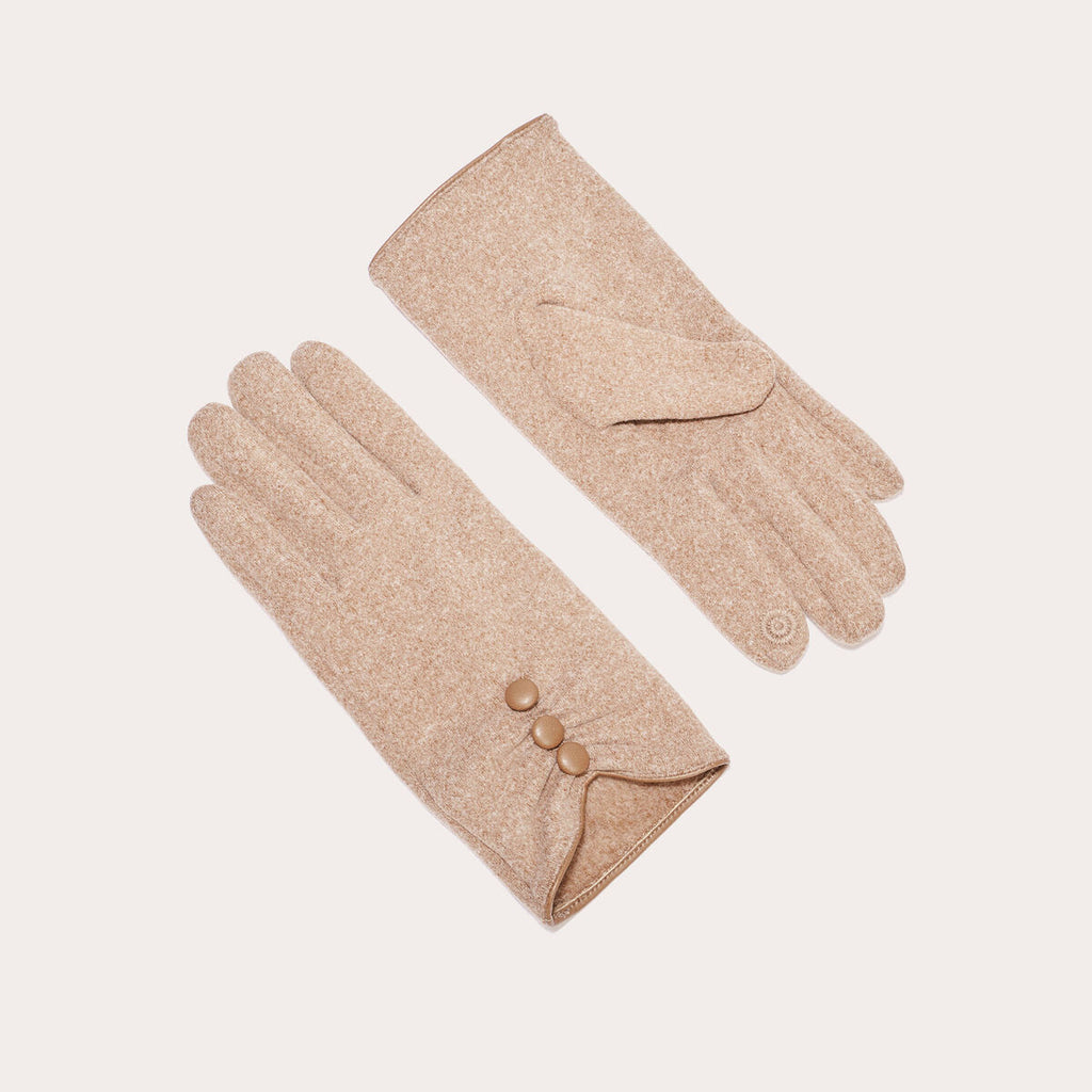 Gants avec boutons sable femme