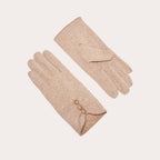 Gants avec boutons sable femme