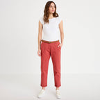 Pantalon chino 7/8ème vieux rose femme