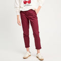 Pantalon chino 7/8ème bordeaux femme
