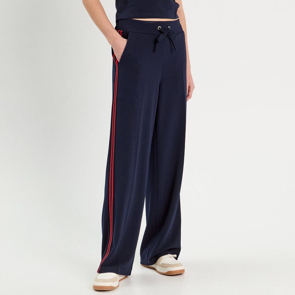 Pantalon large style jogging bleu marine femme