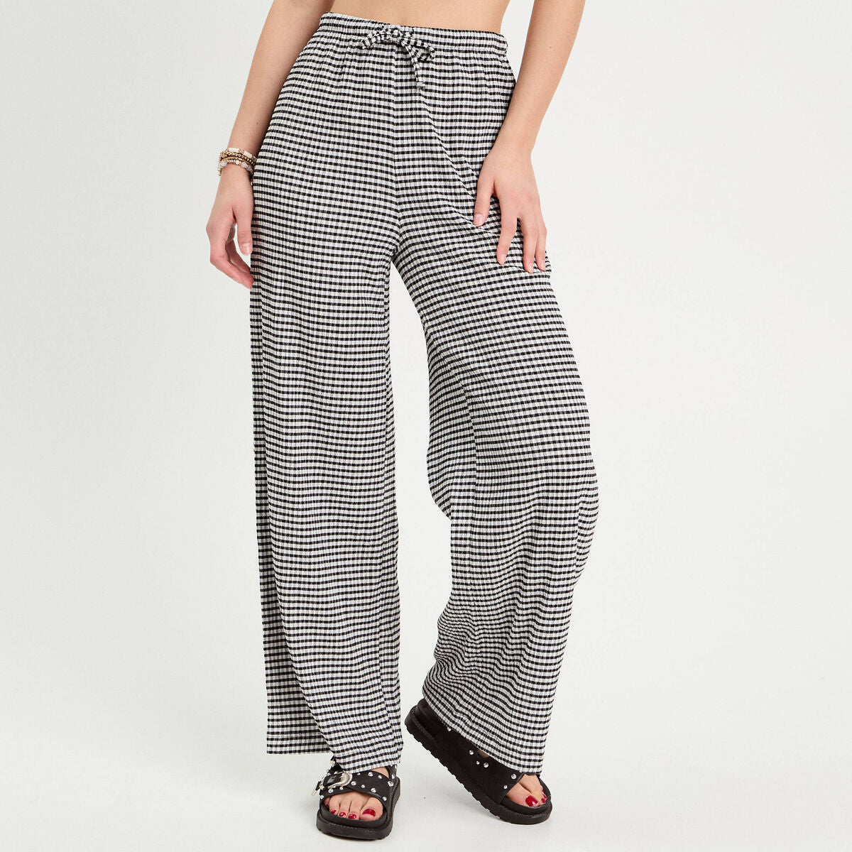 Pantalon large fluide noir femme