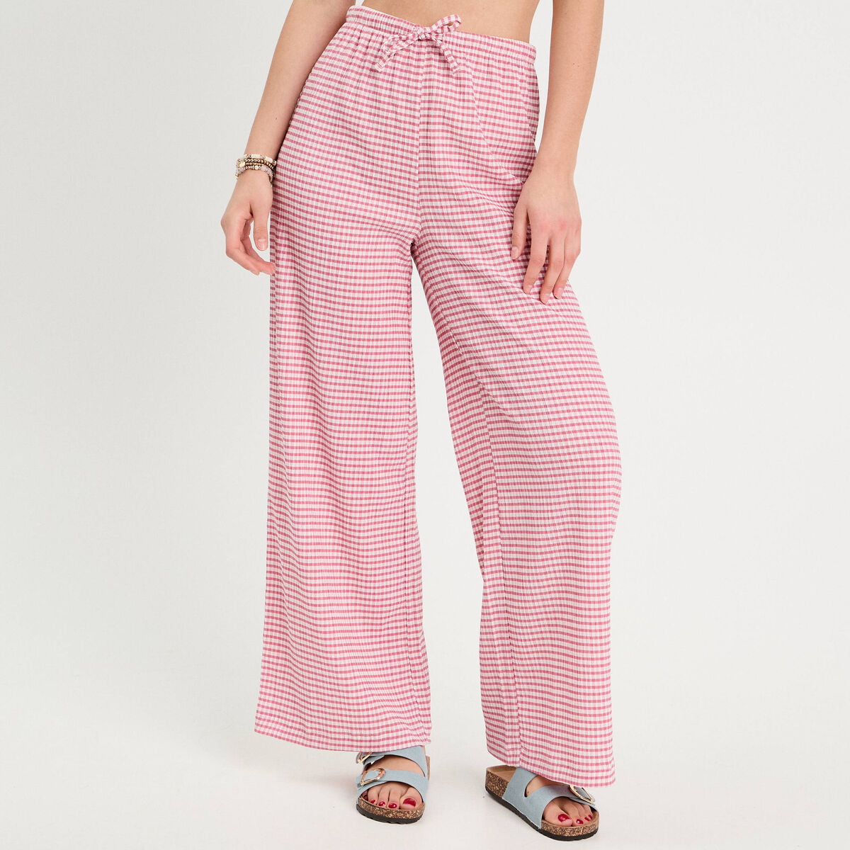 Pantalon large fluide rouge foncé femme
