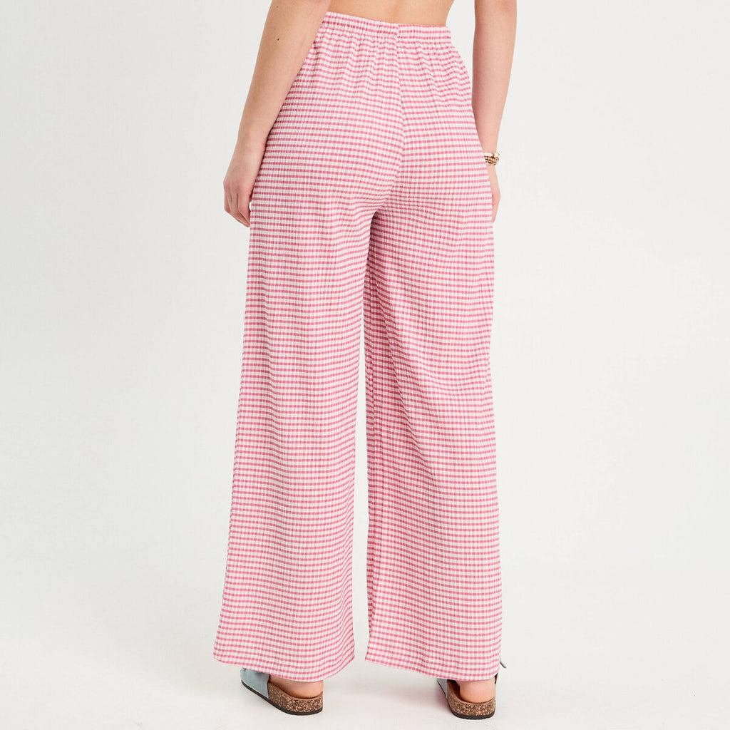 Pantalon large fluide rouge foncé femme