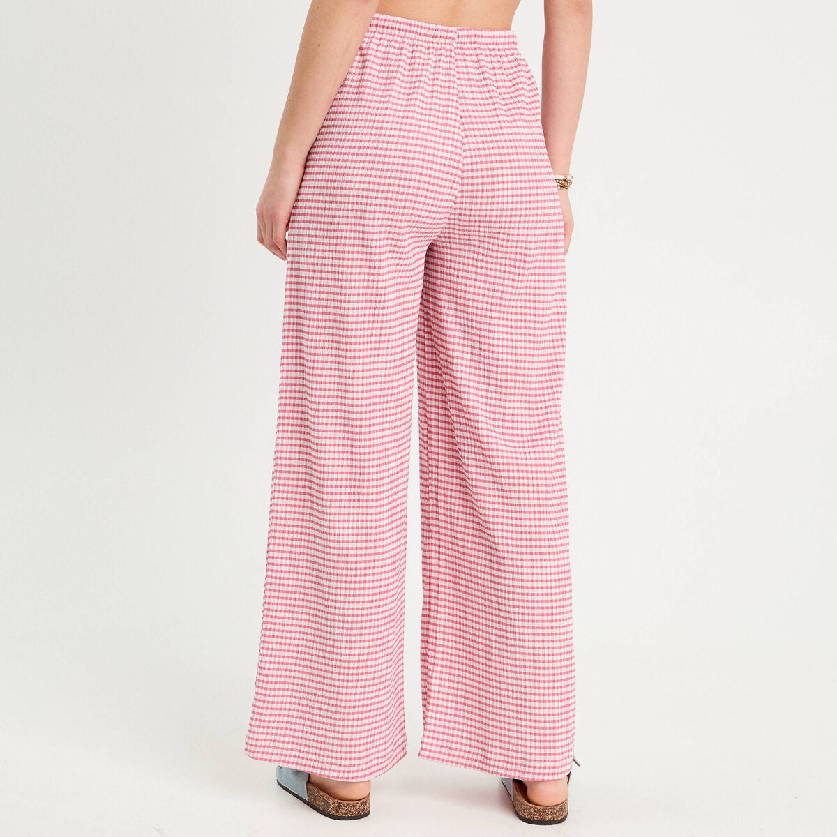 Pantalon large fluide rouge foncé femme