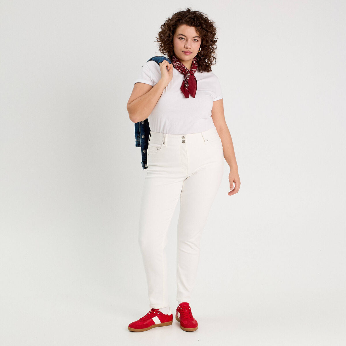 Jeans skinny 5 poches ecru femme