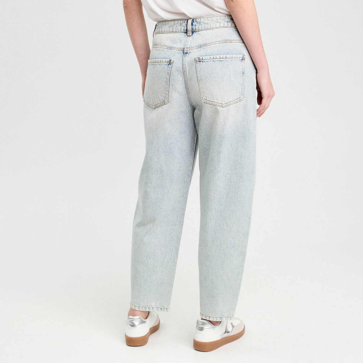 Jeans balloon denim bleach femme