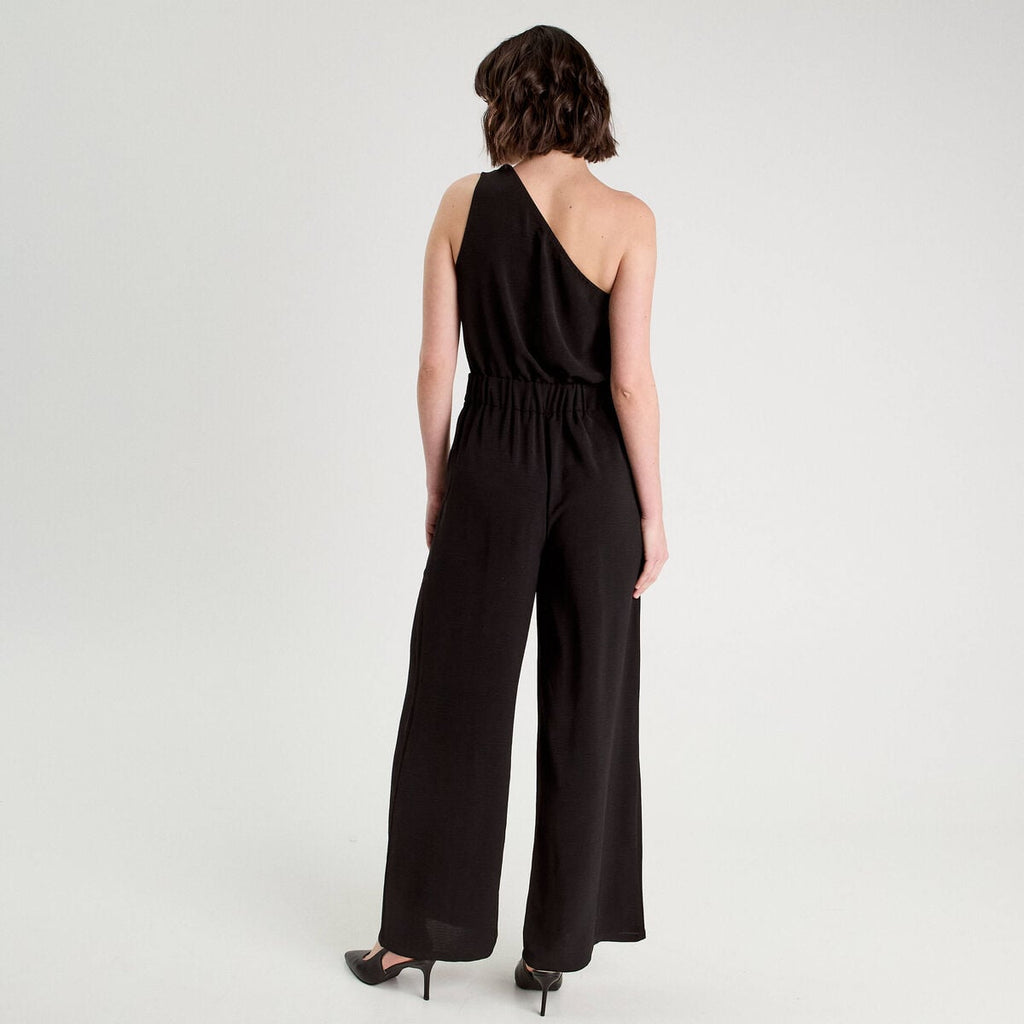 Combinaison pantalon large noir femme