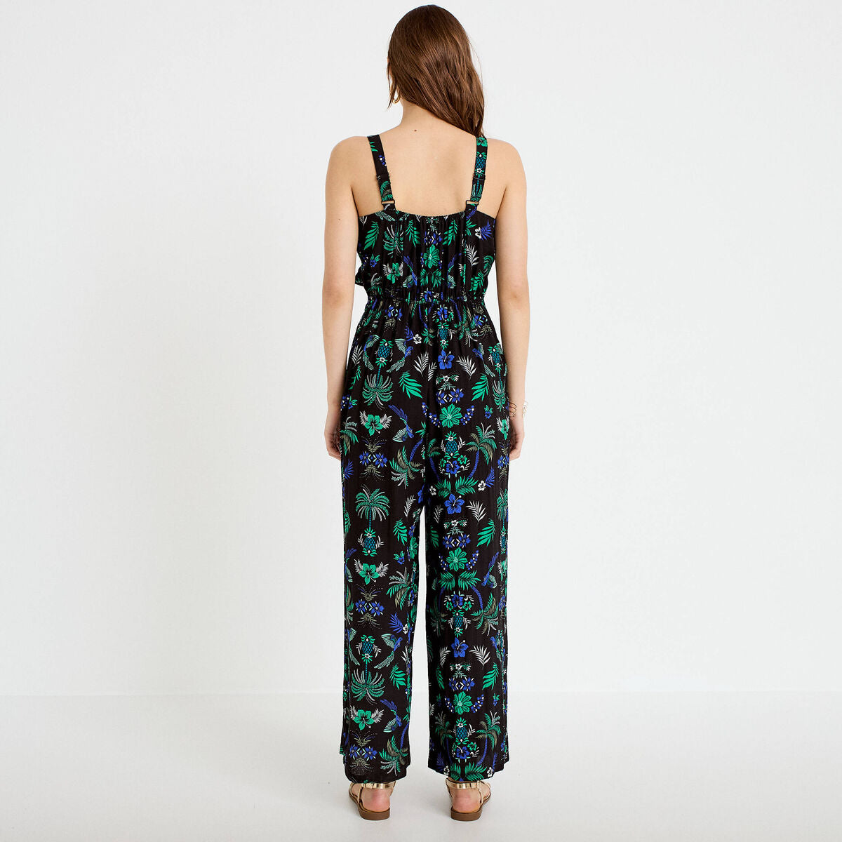 Combinaison pantalon volants noir femme