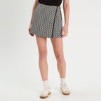 Jupe-short droite stretch noir femme