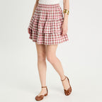 Jupe évasée volants rose femme
