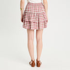 Jupe évasée volants rose femme