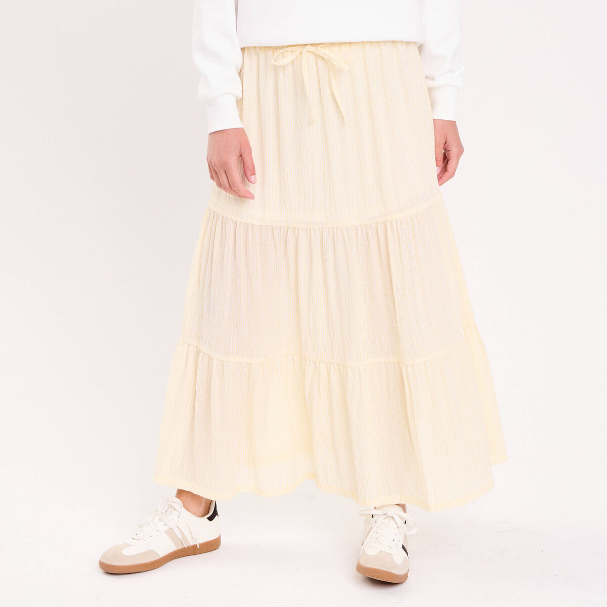 Jupe longue trapèze jaune femme