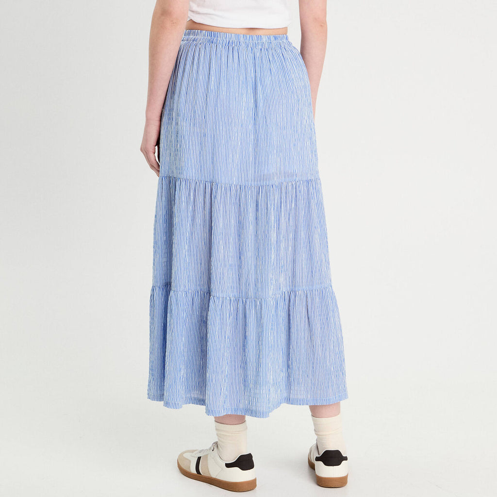 Jupe longue trapèze bleu clair femme