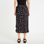 Jupe longue portefeuille noir femme