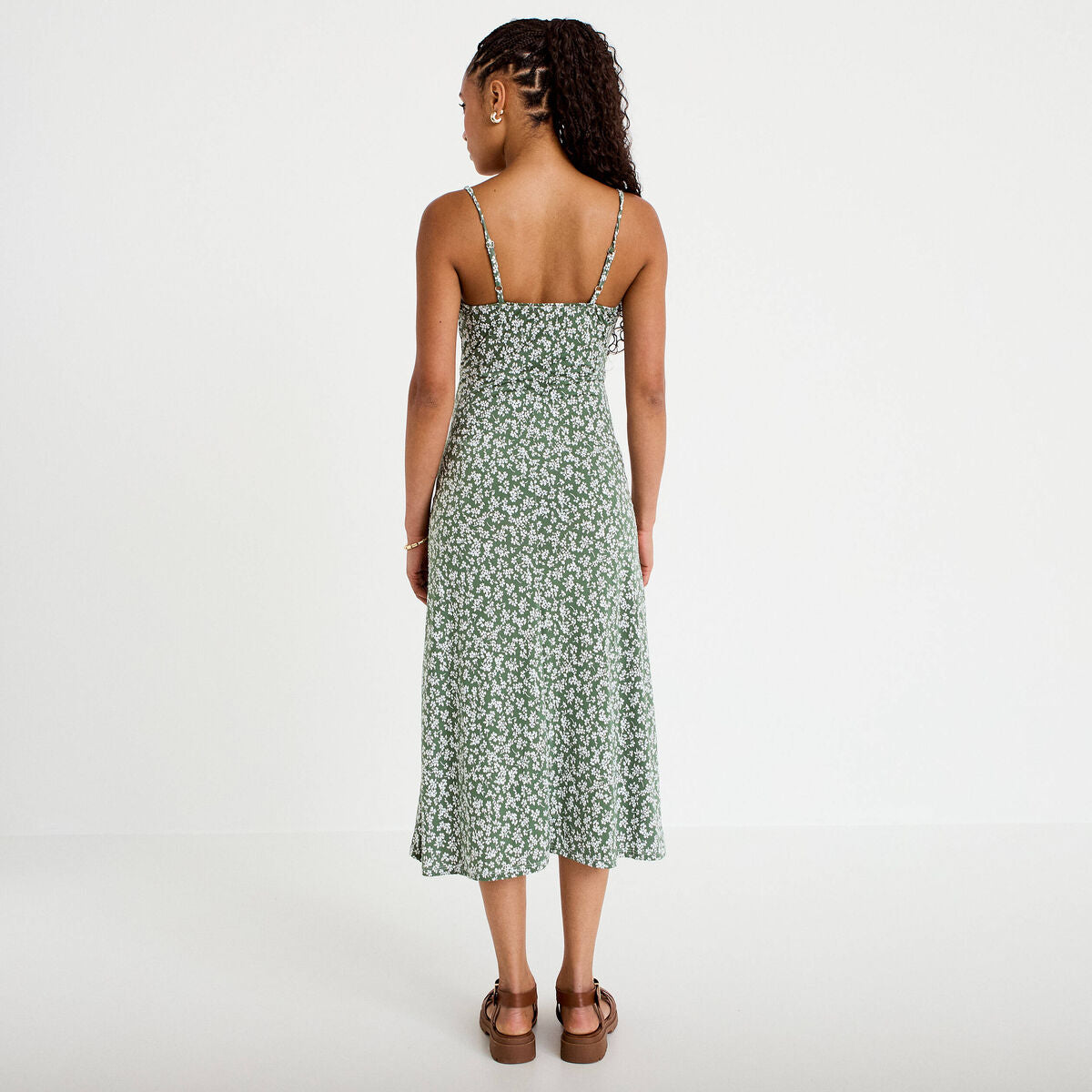 Robe longue ajustée vert femme