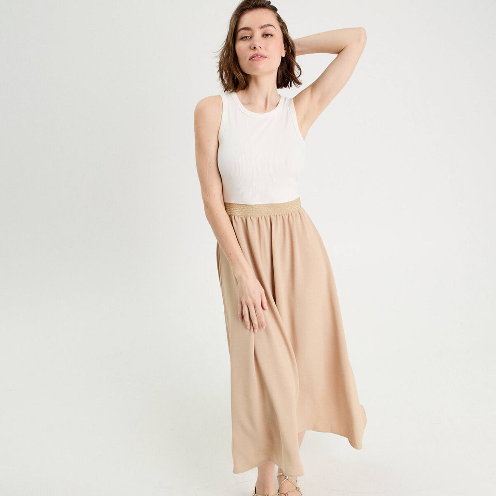 Robe longue effet 2-en-1 sable femme