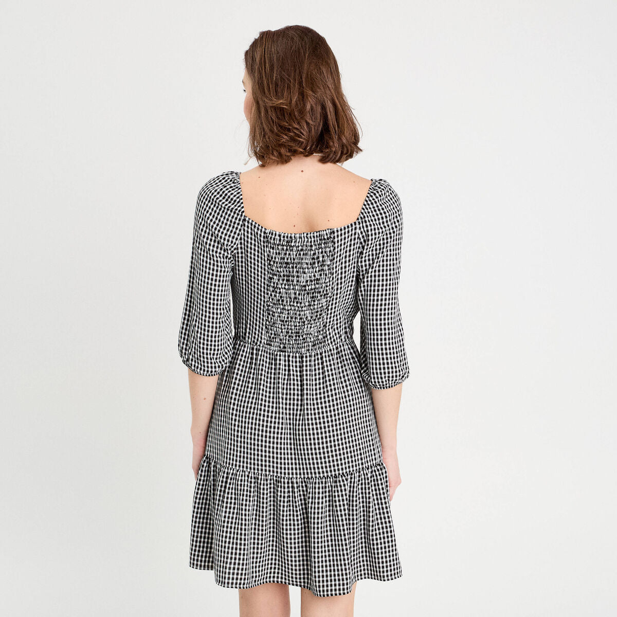 Robe évasée manches 3/4 blanc femme