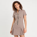 Robe patineuse zippée beige femme