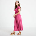 Robe longue évasée prune femme