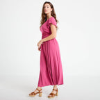 Robe longue évasée prune femme