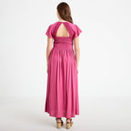 Robe longue évasée prune femme