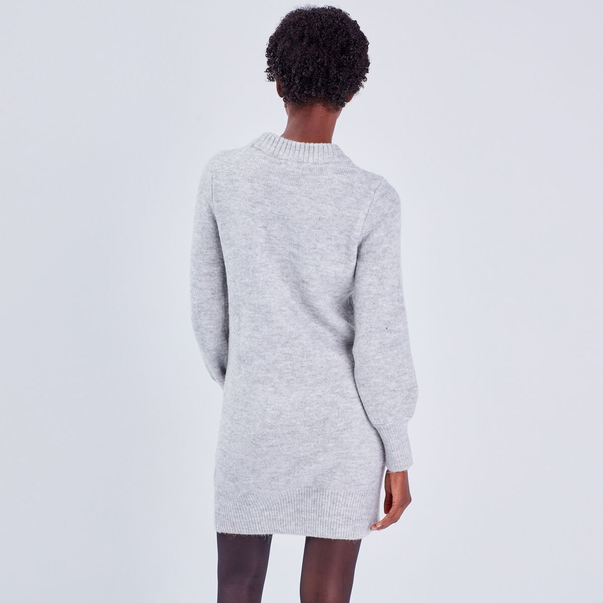 Robe pull droite gris clair femme