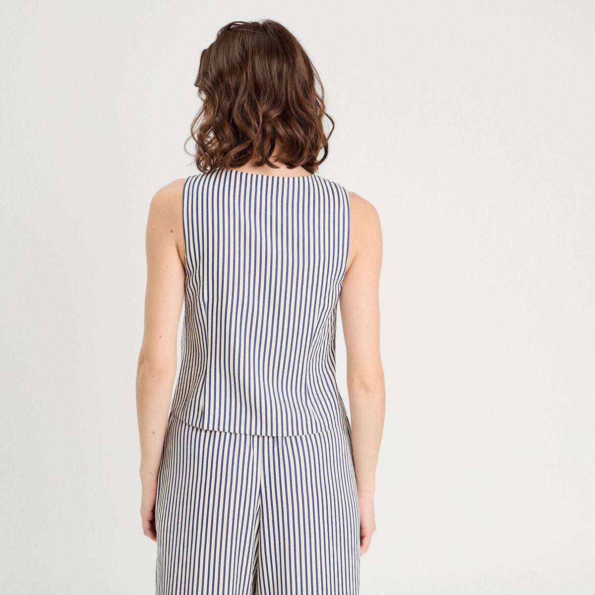 Gilet sans manches noeuds bleu marine femme