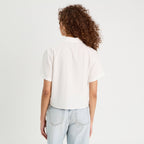 Chemise brodée manches courtes ecru femme
