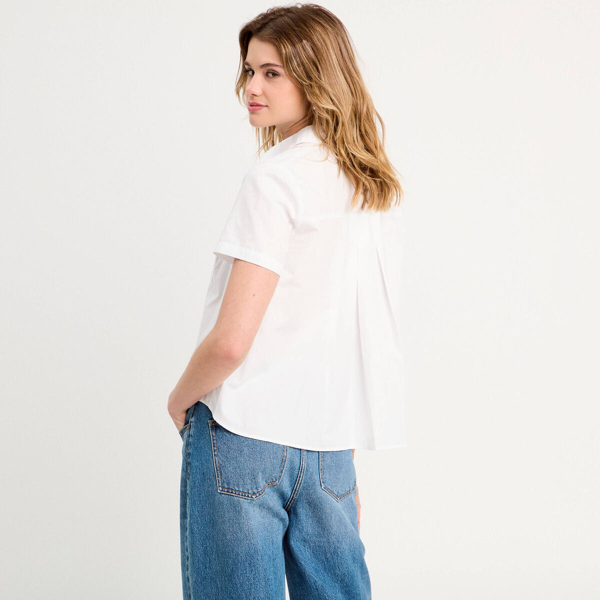 Chemise manches courtes blanc femme
