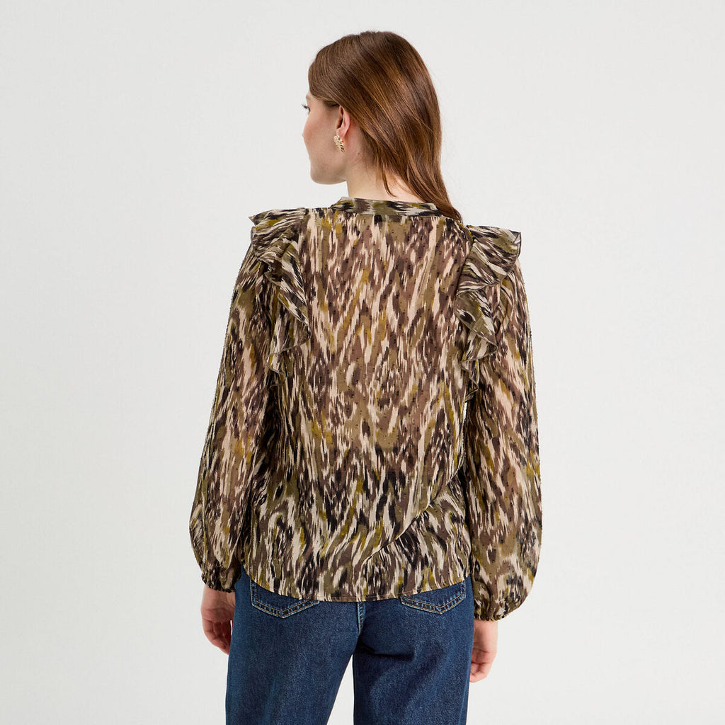 Blouse manches longues vert kaki femme