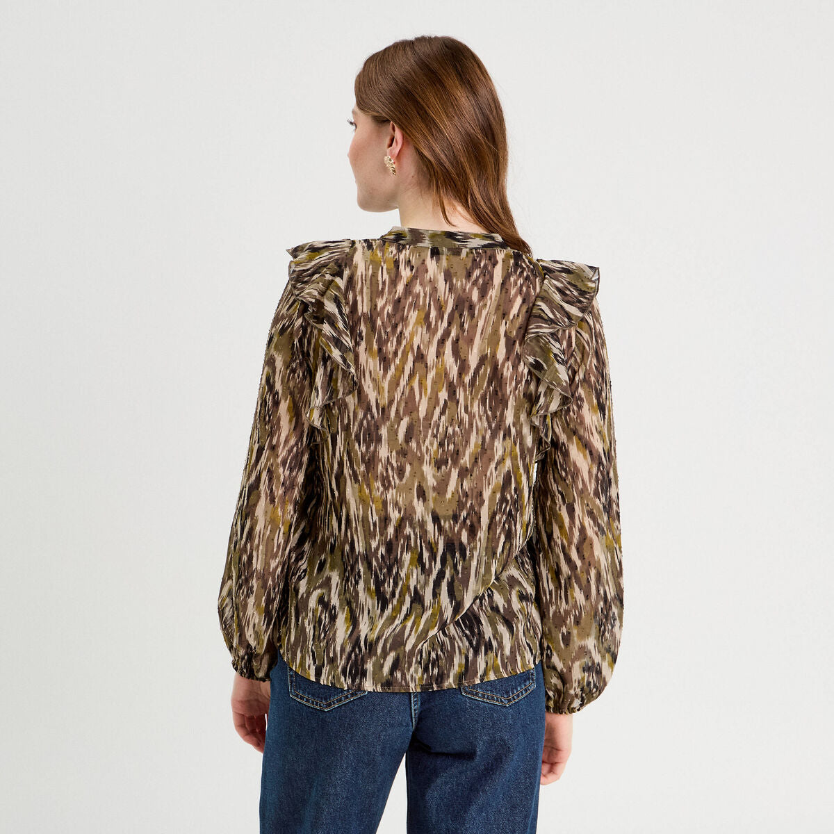 Blouse manches longues vert kaki femme