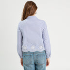 Chemise avec broderie blanc femme
